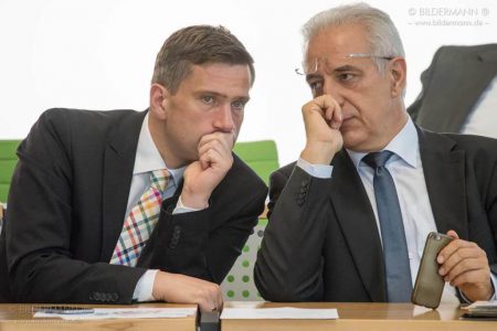 Saechsicher Landtag - Dulig (SPD Sachsen)und Tillich (CDU Sachsen), ehemaliger Ministerpräsident des Freistaates Sachsen