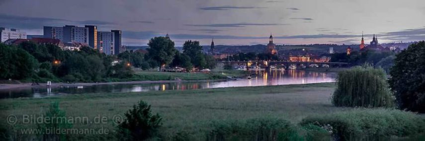 Foto Seite Fotokurse — Dresden Panorama gesehen von den Ebwiesen des Stadteils Radeberger Vorstadt